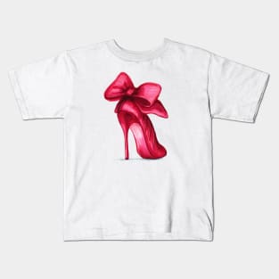 Ladies Red High Heels Shoes Kids T-Shirt